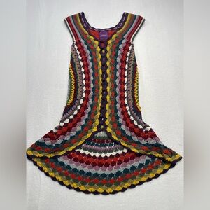 Lulumari Multicolor Crochet Vest Boho Festival Open Knit Tunic Hippie Small